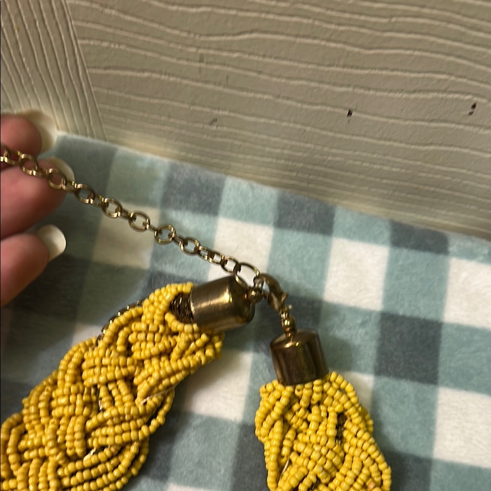 Yellow Beaded Statement Necklace - Picture 5 of 6